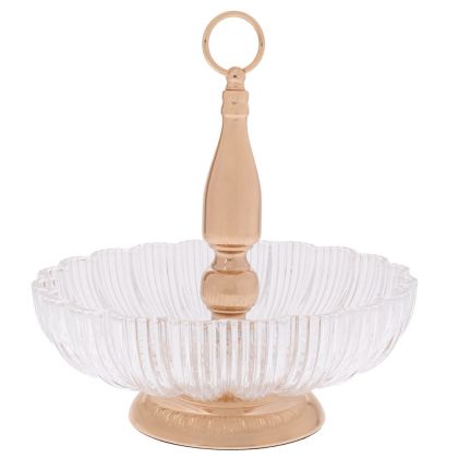 СТЪКЛЕНА ЧИНИЯ НА ЗЛАТИСТА МЕТАЛНА ОСНОВА 30X30X32,5 СМ