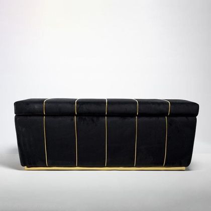 Табуретка от кадифе, черна, 126x45x47см