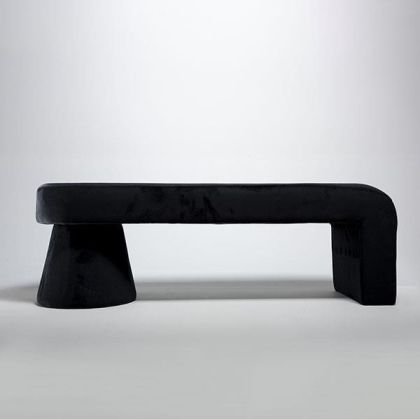 Табуретка от кадифе, черна, 138x40x45см