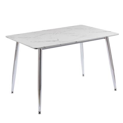 Трапезарна маса Oslo, хромиран метал, синтерован камък, бял мрамор