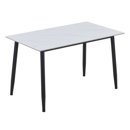 Трапезарна маса Oslo, черно боядисан метал - синтерован камък, бял мрамор