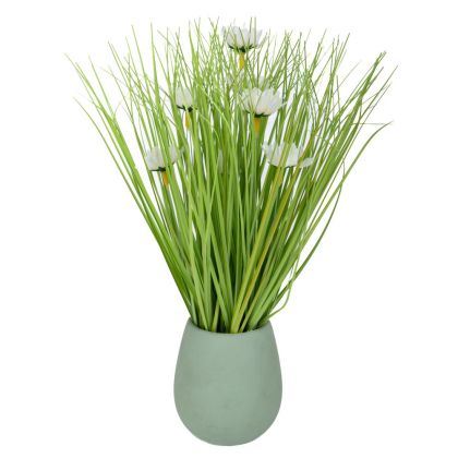 ТРЕВА В БЯЛА КЕРАМИЧНА САКСИЯ 10X9X31 СМ