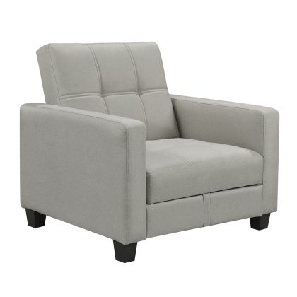 Фотьойл - легло Kelso с място за съхранение, светлосив плат