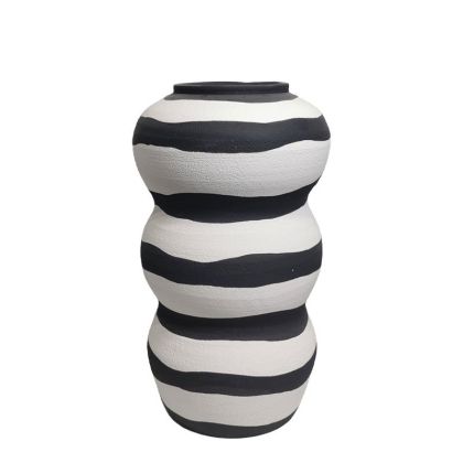 Циментова ваза черно-бяла извита рая - 20x21x38.5 см 2/2 кутия