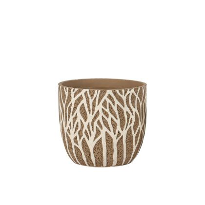 Циментова кутия кафяво-бяла кръгла дървесови клони Φ17x16см - 1/8kib