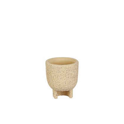 Циментова саксия, бежова, кръгла, загрева, с основа Φ11x13см - 1/18kib