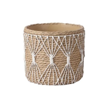 Циментова саксия, бежова, кръгла, плетена Φ24.5x21.5см - 1/4kib