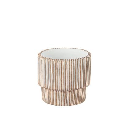 Циментова саксия, бежово-бяла, кръгла Φ17.5x16см - 1/6kib