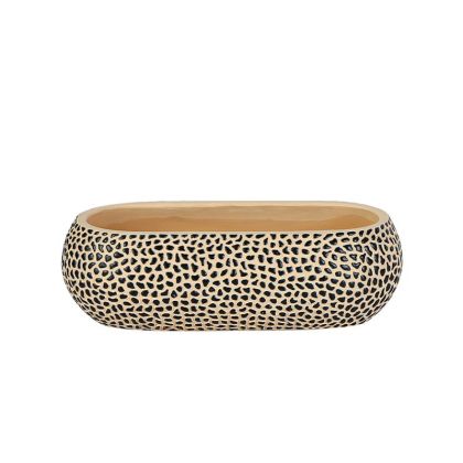 Циментова саксия, бежово-черна, малка саксия на точки, 32,5x15x10см - 1/8kib