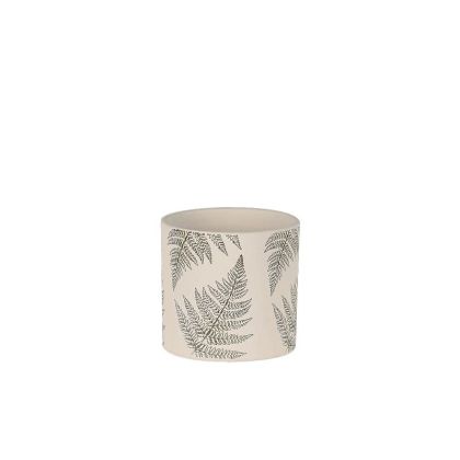 Циментова саксия, кремаво-зелена, кръгли листа от папрат Φ13.5x12.5см - 1/24 кутия