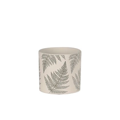 Циментова саксия, кремаво-зелена, кръгли листа от папрат Φ16.5x15см - 1/12 кутия