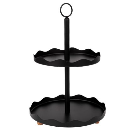 ЧЕРЕН МЕТАЛЕН ДВУЕТАЖЕН ПОДНОС D28X42CM