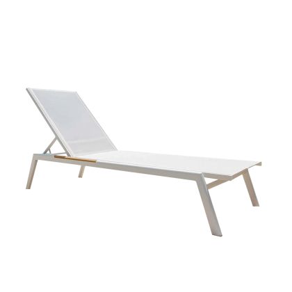 Шезлонг Emily, алуминий, боядисан в бяло, текстилен бяло