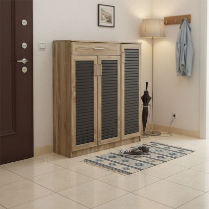 Шкаф за обувки Sante 30 чифта в цвят сонома-тъмносив 120x37x123см