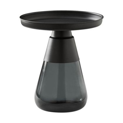 Round coffee table Fl828 metal with glass black-gray color 50x52cm