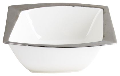 Купа порцелан бяла със сребърен кант