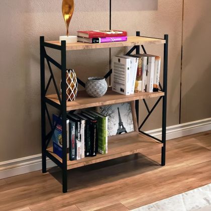 Althea freestanding shelf, oak with black metal, 60x30x90 cm