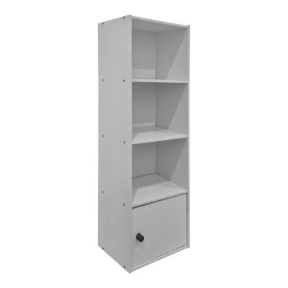 Lenobia bookcase with column and cabinet, white, 30.5x24x95cm