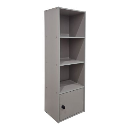 Lenobia bookcase with column and cabinet, light gray, 30.5x24x95cm