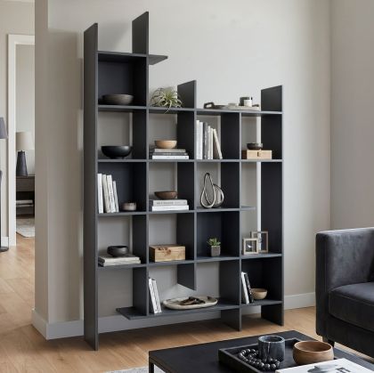 Bookcase Manco anthracite 122x25.5x188cm
