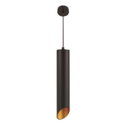Hanging chandelier cylinder GU10 1M Ø65X350MM black-gold Arte Illumina