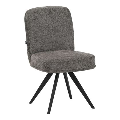 Въртящ се стол Novo, антрацитно букле плат, черни метални крака, 65.5x50x90см