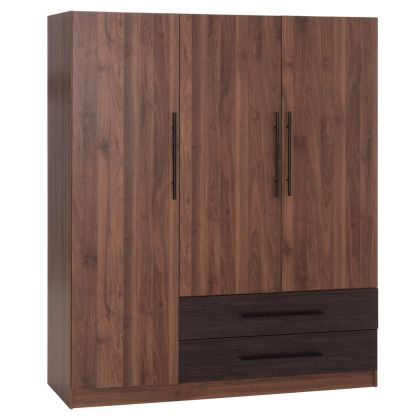 3-door wardrobe with 2 drawers Carys HM746.11 melamine in walnut/wenge color 150X55.5X160 cm.