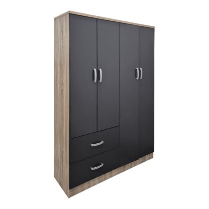 Wardrobe with four doors and 2 drawers Athos anthracite-sonoma 120.5x42x181cm