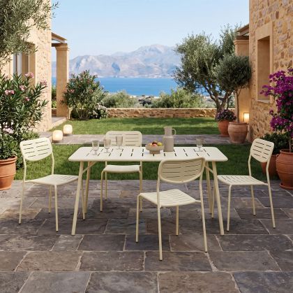 Moraja Deraby I 5-piece set, cream metal, 140x80x72cm