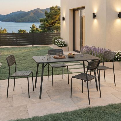 Moraja Deraby I set of 5 pieces, black metal, 140x80x72cm