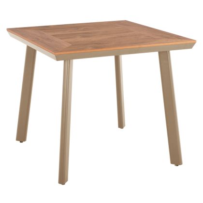 Aluminum square dining table Taber HM5563.04 cappuccino with polywood top 80X80X73 cm.