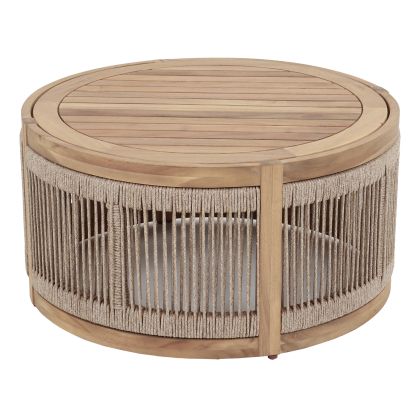 Garden round coffee table Mormont series HM6262.01 acacia wood in natural beige color Φ60X40 cm.