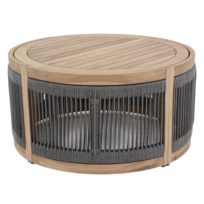 Garden round coffee table Mormont series HM6262.02 acacia wood in natural gray color Φ60X40 cm.