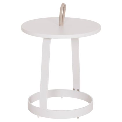 Garden side table Mino HM6433.02 aluminum white and beige with rope Φ47X53ВСМ.