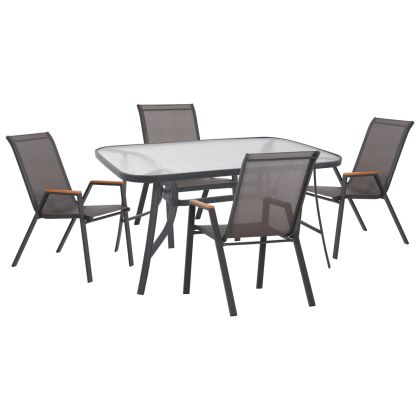 Градински сет от 5 части Bruno HM10729.01 метални столове и маса 140X80 см сиви