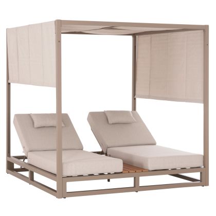 Double sun loungers with canopies Gallant HM6097.04 aluminum color cappuccino 2X2X2M