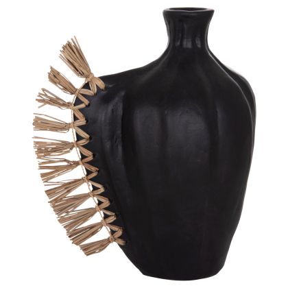 Decorative vase Jebb HM4689.01 terracotta in black and grass - 32X15X33H cm.