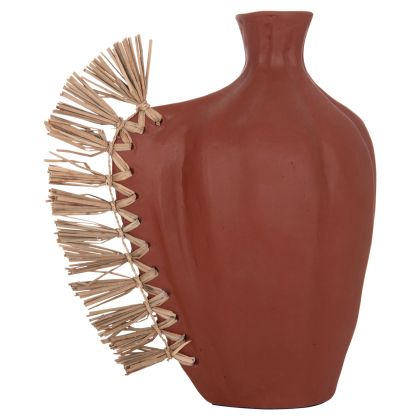 Decorative vase Jebb HM4689.08 terracotta in natural color and grass - 32X15X33ВСМ.