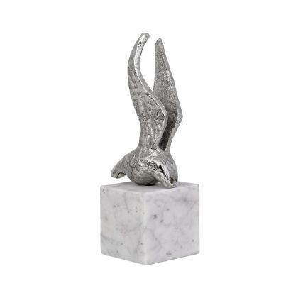 Декоративна настолна фигурка птица, никелов цвят 8X6X20СМ