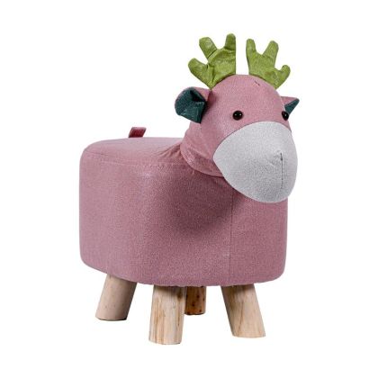 Декоративна платнена табуретка Deer розов цвят 43X24X38СМ