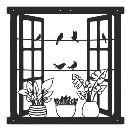 Wall decoration Windo black metal 50x0.15x50cm