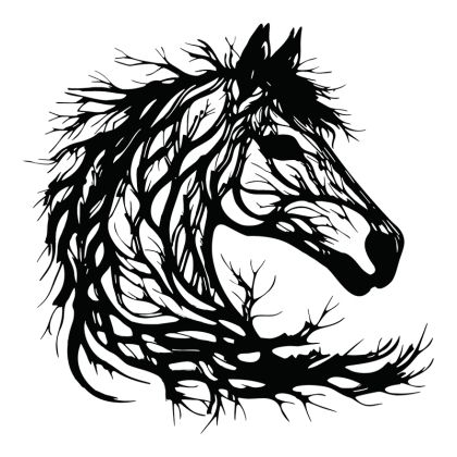 Wall decoration Horses black metal 60x0.15x60cm