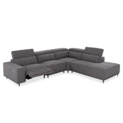Right corner 5-seater sofa with adjustable headboard Lunaris SM3316.01R gray fabric 307X267X94V