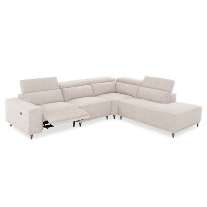 Right corner 5-seater sofa with adjustable backrest Lunaris SM3316.02R, ecru fabric, 307X267X94V