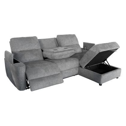 RIGHT CORNER SOFA SYNTHIA HM3308.03R WITH ADJUSTMENT AND STORAGE - GREY FABRIC 246X159X97CM.