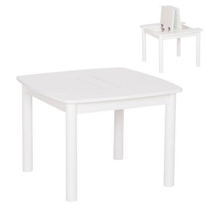 Children's table with storage space Ricki HM18339.03 MDF and birch wood in white 65X65X47 cm.