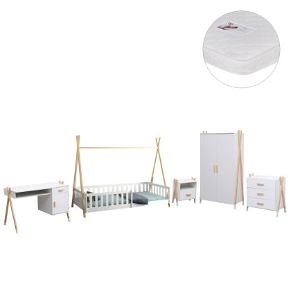 Children's room set of 6 pieces Paschal HM21337 pine wood--melamine-white
