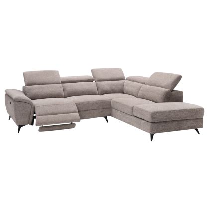 RIGHT CORNER SOFA - WITH EXTENDING HEADREST AND STORAGE SPACE RESTRO HM3339.02R BEIGE FABRIC 284X224X76CM.