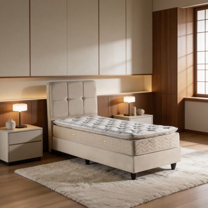 Единично легло Punto кремаво кадифе 90x200см