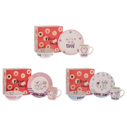Ceramic set of 3 with cats